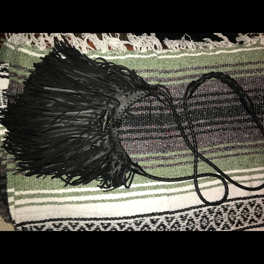 Black fringe crossbody handbag